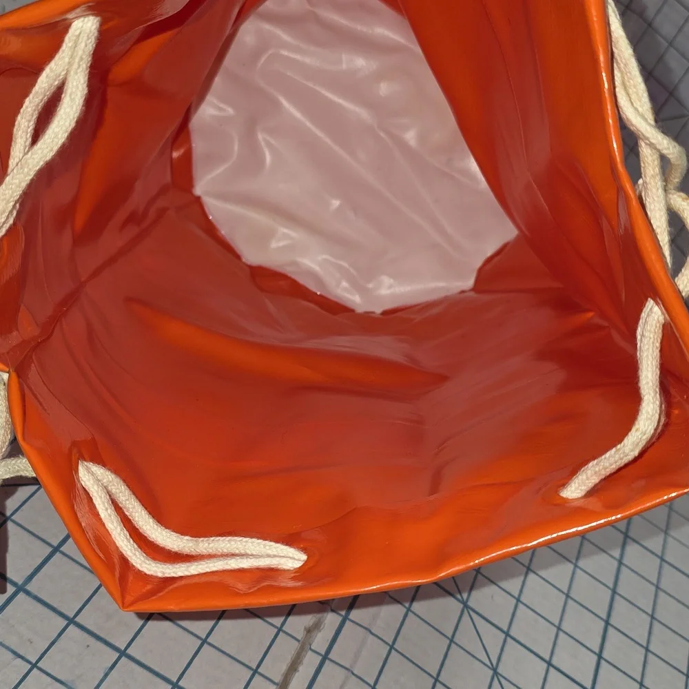 Orange and‎ White Vinyl Duffle/Tote Bag Vintage 1980s, Preloved